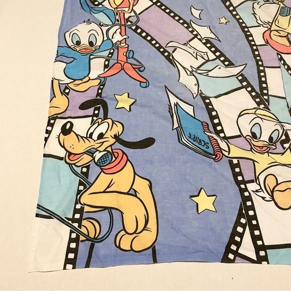 Vintage Mickey Mouse and Friends Twin Flat Sheet Hollywood Film Goofy Minnie - Picture 6 of 16
